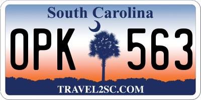 SC license plate OPK563