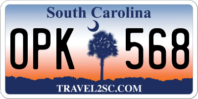SC license plate OPK568