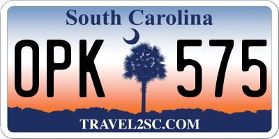 SC license plate OPK575