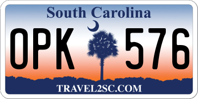 SC license plate OPK576