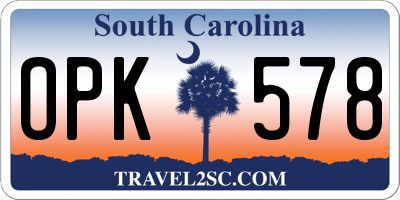 SC license plate OPK578