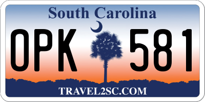 SC license plate OPK581