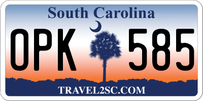 SC license plate OPK585