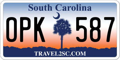 SC license plate OPK587