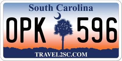 SC license plate OPK596