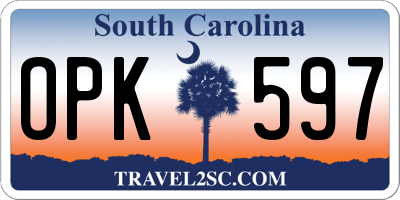 SC license plate OPK597