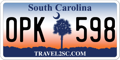 SC license plate OPK598