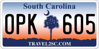 SC license plate OPK605