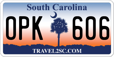 SC license plate OPK606