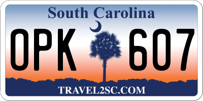 SC license plate OPK607