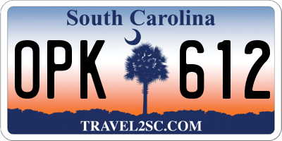SC license plate OPK612