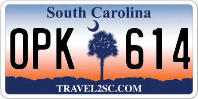 SC license plate OPK614