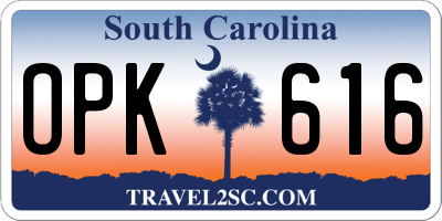 SC license plate OPK616
