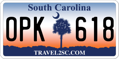 SC license plate OPK618