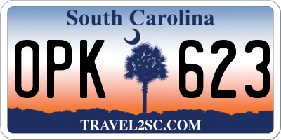 SC license plate OPK623