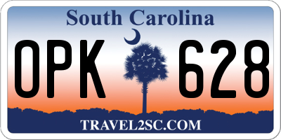 SC license plate OPK628