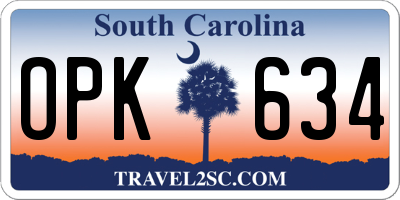 SC license plate OPK634