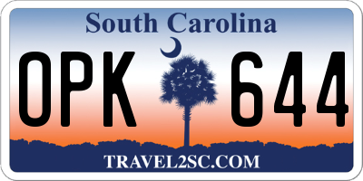 SC license plate OPK644