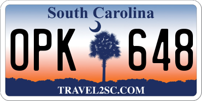 SC license plate OPK648