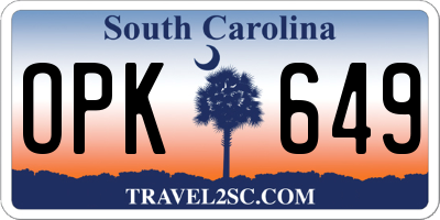 SC license plate OPK649
