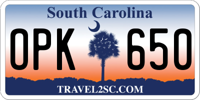 SC license plate OPK650