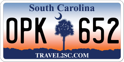 SC license plate OPK652