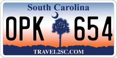 SC license plate OPK654