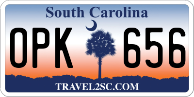 SC license plate OPK656