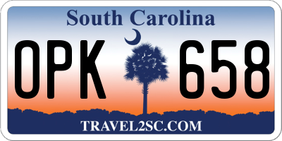 SC license plate OPK658