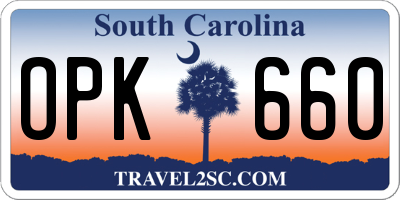 SC license plate OPK660