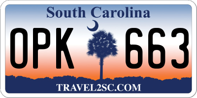 SC license plate OPK663
