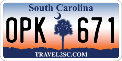 SC license plate OPK671