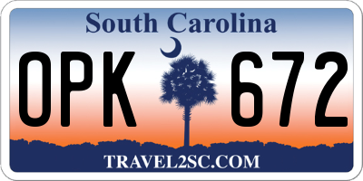SC license plate OPK672