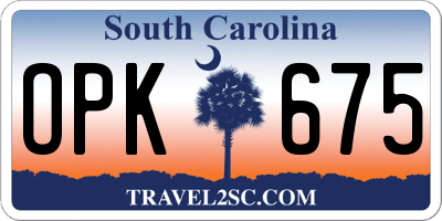 SC license plate OPK675