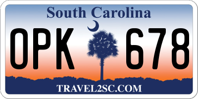 SC license plate OPK678