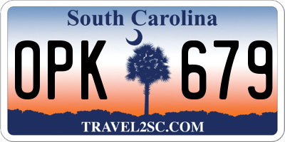 SC license plate OPK679