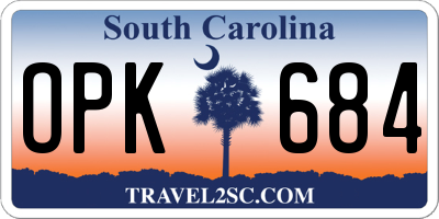 SC license plate OPK684