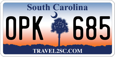 SC license plate OPK685