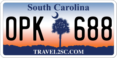 SC license plate OPK688