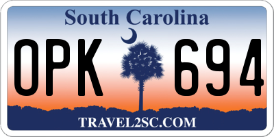 SC license plate OPK694