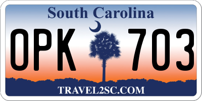 SC license plate OPK703