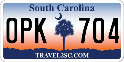 SC license plate OPK704