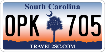 SC license plate OPK705
