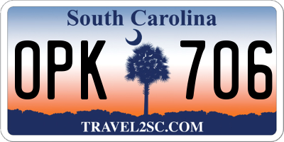 SC license plate OPK706