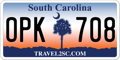 SC license plate OPK708
