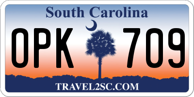 SC license plate OPK709