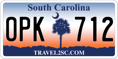 SC license plate OPK712