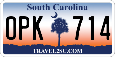 SC license plate OPK714