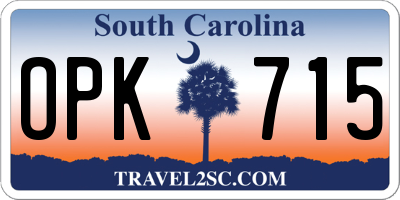 SC license plate OPK715