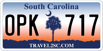 SC license plate OPK717